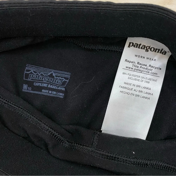 Patagonia Black Capilene Base Layer Leggings Sz 10 Medium - Picture 3 of 5